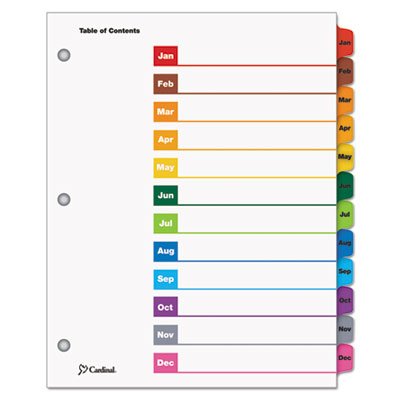 Traditional OneStep Index System, 12 Tab, Jan-Dec, Letter, Multicolor, 12/Set