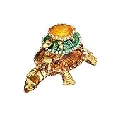 Origine : Chine continentale FLYuechun Ranan Boîte à bijoux tortue animale en alliage 9 x 5 x 5 cm - Boîte de rangement à trois couches pour bagues et colliers (9 x 5 x 5 cm, orange 5811)
