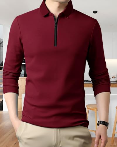 Image of Noble Monk Men's Polycotton Regular Fit Full Sleeves Polo T-Shirt