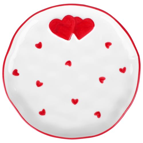 HEALEEP 7 Heart Dessert Plate: Ceramic Food Snacks Serving Plate Valentine Dining Dish for Salad Dessert - Dinnerware Bowls for Home Kitchen