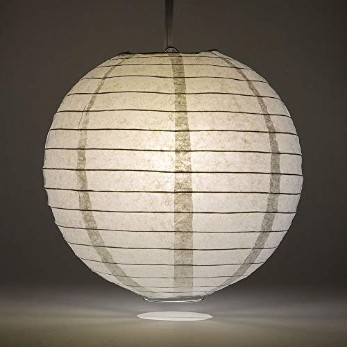 Image of Quasimoon PaperLanternStore Decorative Paper Lantern - (10-Pack, 4-Inch, Gray /Grey, Even Ribbing) Round Paper Lanterns - Ideal Wedding and Party Decor or Home Accent, Lighting Optional
