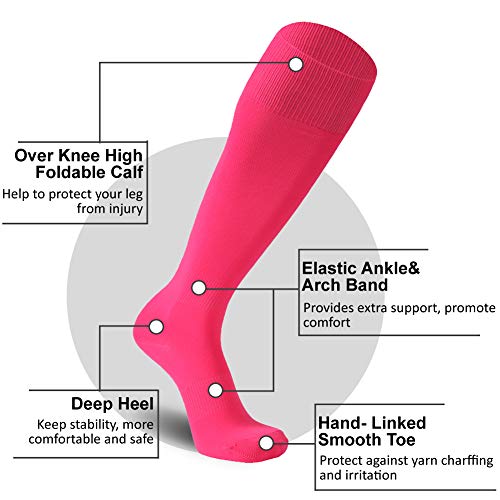 Image of FOOTPLUS Baseball Softball Socks,Unisex Over Knee High Solid Sports Rugby Summer Soccer Camps Socks