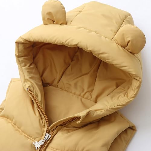 Boys Cute Bear Ears Hooded Jacket Kids Toddler Winter Quilted Lined Puffer Vest Zip Up Casual Waterproof Waistcoat4