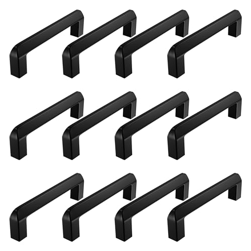 Image of Atlantic Triangle Pull Handle Stainless Steel Black Coating for Kitchen and All Types Wooden Furniture Doors, Total Length: 5.50 inches, Hole to Hole - 128 MM,Pack of 12 PCS