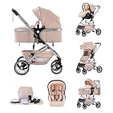 【Châssis et Pneus Absorbant les Chocs, Panier de Couchage Clip de Stabilisation】La poussette se compose d'un châssis avec deux ressorts amortisseurs. Les roues avant peuvent être bloquées pour une course en ligne droite. Les grandes roues arrière en PU absorbent les chocs et sont antidérapantes, sans odeur irritante. 6 ressorts amortisseurs indépendants réduisent les chocs et le bruit, et panier de couchage clip de stabilisation réduit le balancement, protéger la colonne vertébrale du nourrisson