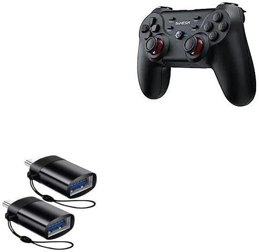 BoxWave Cable Compatible with GameSir T3 - USB-C to A PortChanger (2-Pack), USB Type-C OTG USB Portable Keychain - Slate Black