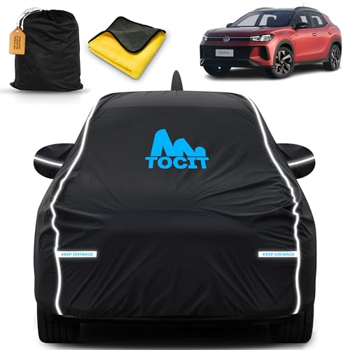 Image of SUV Tera Waterproof Long Life Car Cover with Safety Glow Reflective Strap, Premium Stretchable Velvet Velour Fabric, Machine Washable,Tri-Stitch Custom Fit with Mirror & Antenna Pocket