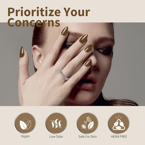 Image of CANNI Brown Gel Nail Polish, 1Pcs Brown Gel Polish Color Nail Polish High Gloss Soak Off U V Nail Manicure Salon DIY