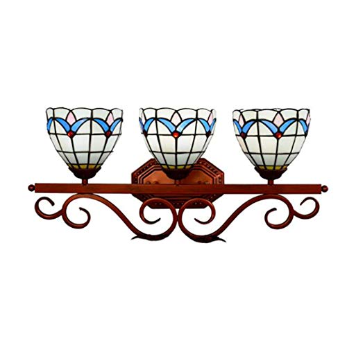 GAUUA Lámpara De Pared Estilo Tiffany De 3 Luces, Apliques LED, Lámpara De Espejo De Vidrieras E27 para Pasillo, Galería, Pasillo, Luces De Pared