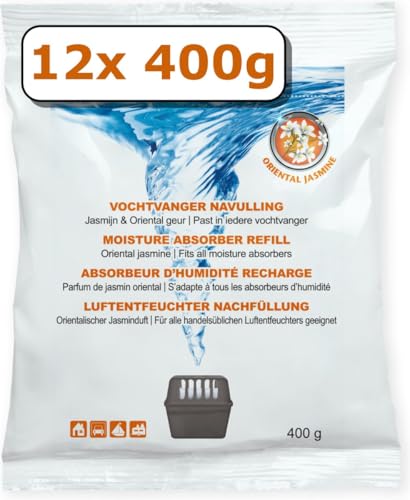 Vochtvanger navulling jasmijn 12 x 400 g voor caravan, huis en badkamer