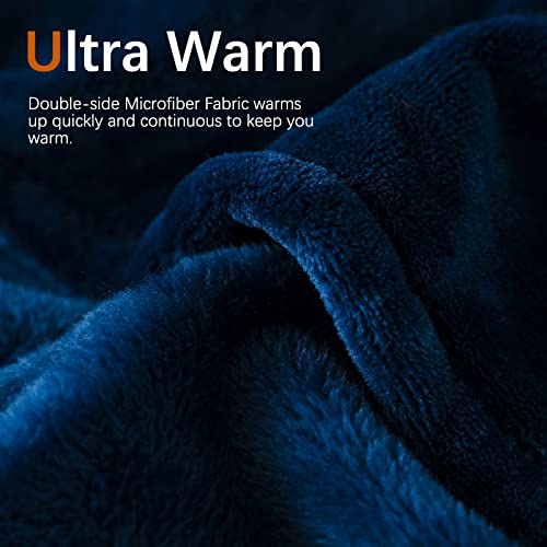 SE SOFTEXLY Fleece Blankets, Soft Warmer Throw Blankets for All Season, Lightweight Microfiber Flannel Blanket Suit for Home Bed, Sofa & Dorm(Blue, 50"x60") - Thumbnail 2