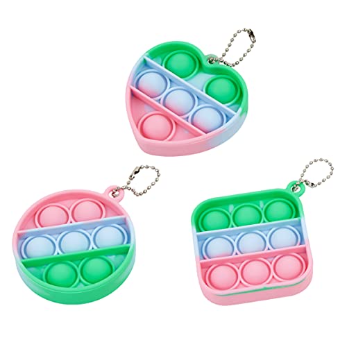 Luiryare Mini Push Pop Bubble Fidget Sensory Toys Simple Dimple Keychain Stress Reliever Squeeze Hand Toy, Silicone Bubble Sensory Therapy Tools Gifts for Office Home School (A, 3Pcs)