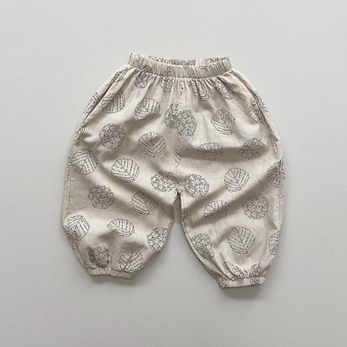 Baby Cotton Linen Long Bloomers Soft Cotton Striped Harem Pants for Boys Girls Elastic Waist Long Pants Bloomers 3-4 Years 13 Khaki2