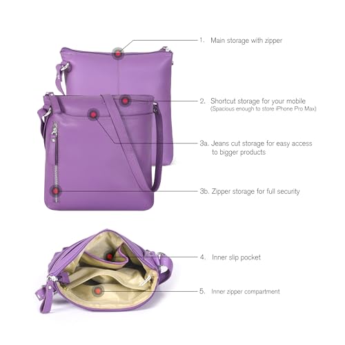 Image of Leather Crossbody Bags for Women - Ladies Sling Handbags - Medium Cross body Purses Handbags - Purses For Women