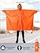 ANYOO Hooded Rain Poncho for Adults with Pocket, Waterproof Lightweight Rain Coats for Men Women Reusable Rain Jacket for Emergency Camping Outdoor Activities (Dark Orange)