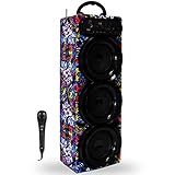 Music Life Altavoz Karaoke Bluetooth Portátil con Micrófono Inlámbrico USB Tarjeta TF Recargable con Radio FM (293-1)