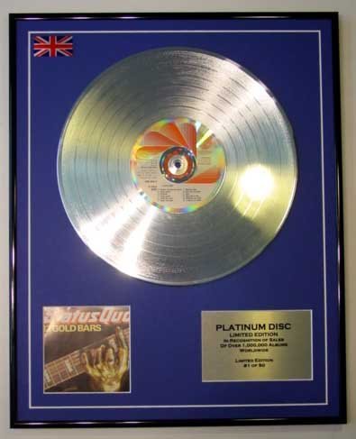 Image of STATUS QUO/LTD EDITION CD PLATINUM DISC/RECORD/12 GOLD BARS