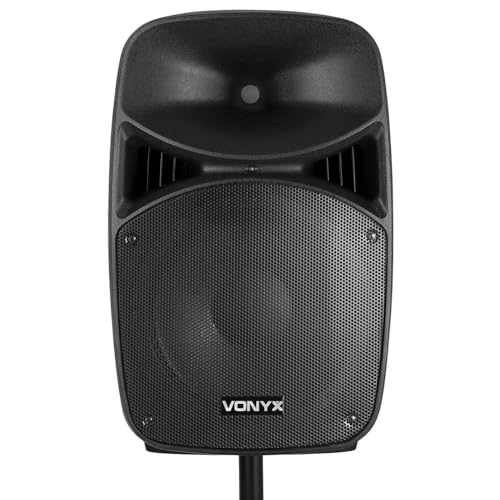 Vonyx VPS152A Altavoces autoamplificados Pack de 2 Altavoces Activo/Pasivo Bluetooth portátiles de 1000W, 15 Pulgadas, micrófono con Cable, Control Remoto, Trípodes, Reproductor MP3 con USB/SD, Leds - imagen 7