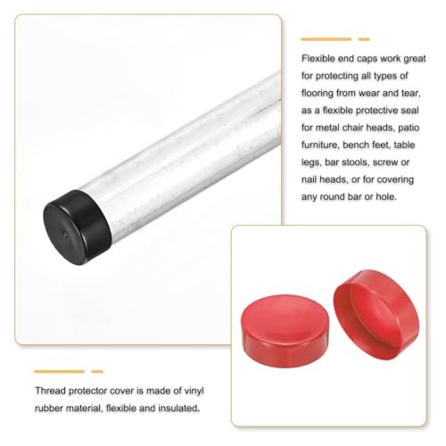 Image of uxcell 4pcs Rubber End Caps 160mm(6.3 Inch) ID Vinyl Round End Cap Cover Screw Thread Protectors Red, 50mm Height
