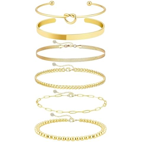 FEMBW Gold Bracelets for Women,14K Gold Plated Bangle Jewelry Set for Women Trendy,Dainty Cuff Chain Gold Bracelets for Women Gifts Cover