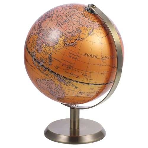 DECHOUS Globo Terráqueo Decorativo Europeo Compacto Herramienta Educativa de Geografía para Escritorio Material Abs y Aleación Adorno para Hogar y Oficina Regalo Único y Práctico