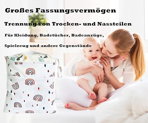 TRASUN Wetbag Kindergarten Nasstasche Windel Taschen Schwimmsachen Nassbeutel Nasse und Trocken Wickeltasche 2er Wasserdicht Waschbar… – Ansicht 3