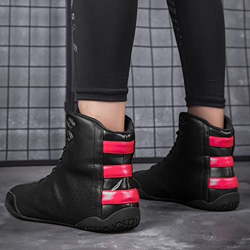 AIRFUL Men's Boxing Shoes Pro Wrestling Shoes Women's Fitness Training Boxing Boots for Men & Women Indoor Gym Sports Comprehensive Training Shoes (Color : Red, Size : 13.5 Women/12 Men)3
