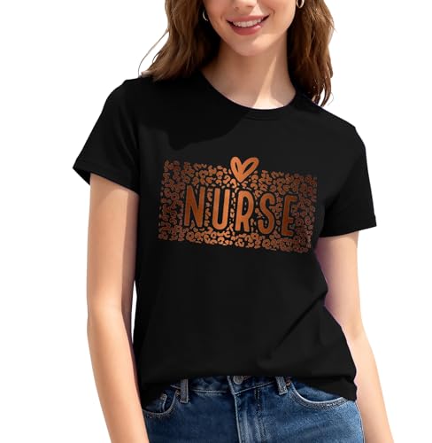 Image of Women Nurse Shirts Nursing Life Letter Short Sleeve Register Nurses Inspirational Tee