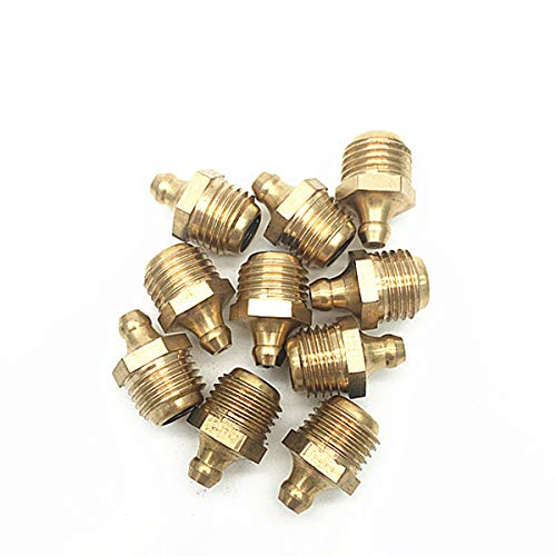 COMOK Grease Fitting Metric Set, 10Pcs M10x1 Straight Brass Grease Zerk Accessories