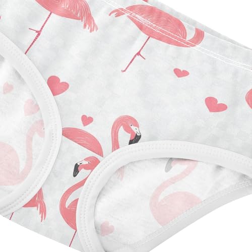 Wusikd Pink Flamingos Girls' Underwear Cotton Hearts Girls Briefs Soft Toddler Underwear 2T4