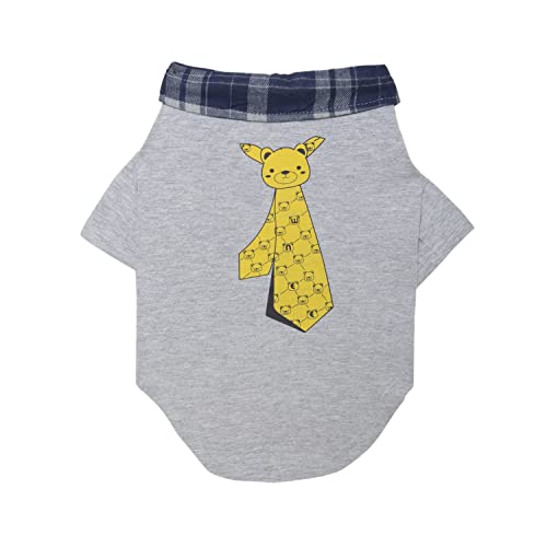 Image of Lulala Dog Shirts Clothes with Tie Print, Soft and Breathable Pet Apparel Outfits for Small Medium Large Dog Clothes Cozy Casual Fashion Costume (Grey, 20Inch)