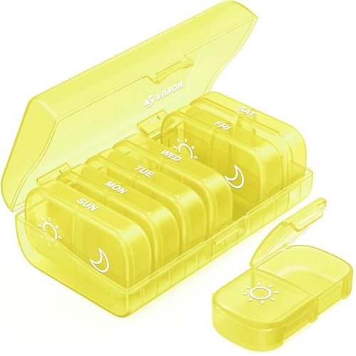 Image of AUVON Weekly Pill Organizer 2 Times a Day, One-Sided Opening, Easy to Use