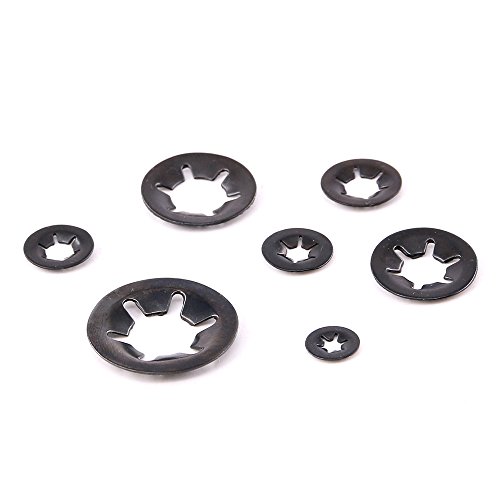 image for Hilitchi 280Pcs 7Sizes Black Oxide Internal Tooth Starlock Washers Pus