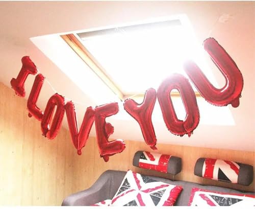 Image of Rozi Decoration I Love You Foil Balloon for Decoration (Red) Pack of 8 Letters