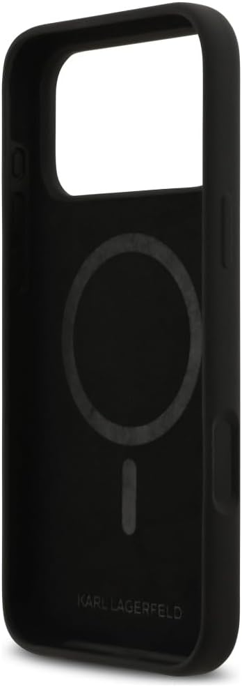 CG MOBILE Karl Lagerfeld Silicone Case with K&C Sketch and Logo Compatible with MagSafe Case for iPhone 17 Pro Max (Black)
