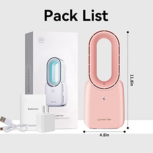 Let'me Desk Fan, 11.8 Inch Bladeless Fan Mini Office Fan 4 Speeds With 5-Colors Ambient Light, Usb Table Fan Small Quiet For Home, Bedroom,Dorm #TOP4