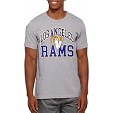 FOCO NFL Unisex Adult Officially Licensed Arched Wordmark Football Short Sleeve Crewneck T-Shirt - Los Angeles Rams - Gray - Medium