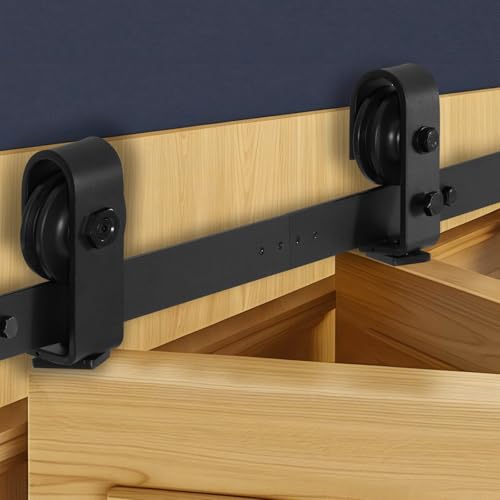 VEVOR Kit Quincaillerie de Porte Grange Coulissante Pliante, 1016 mm, Rail Simple Robuste, Montage par Haut, Coulissement Fluide, pour 2 Portes 45,72 cm de...