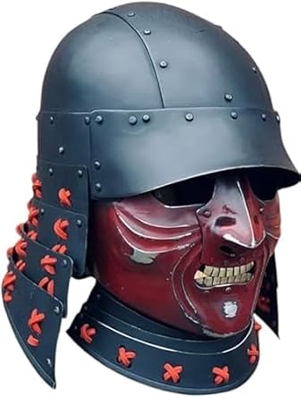 Heavy Metal Samurai Armour Helmet with Display Stand Cosplay Costume Helmet for Role Play & Reenactment. Black