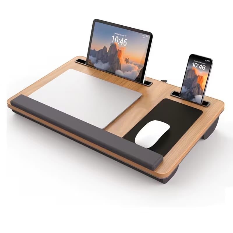 VAKTAVYA Portable Laptop Lap Desk with Soft Wrist Pad, Fits Up to 55 * 34 CM Anti-Slip Strip, Tablet or Phone Storage Slot,Pocket for Home Office Students Use as Computer Laptop Stand (Big Size)