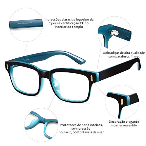 Cyxus Oculos Luz Azul para Masculino e Feminino, Óculos de Filtro de Luz Azul, Óculos para computado