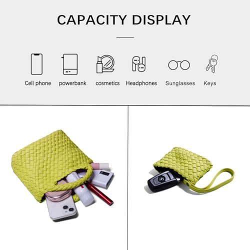 Image of Woven Tote Bag for Women with Coin Purse, Foldable Chain Small Crossbody Handbags, Fashion Shoulder Bag, Hobo Satchel