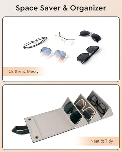 Image of Sunglasses Travel Case,Foldable Eyeglasses Case, Portable Multiple Glasses Case for Women Men Girls