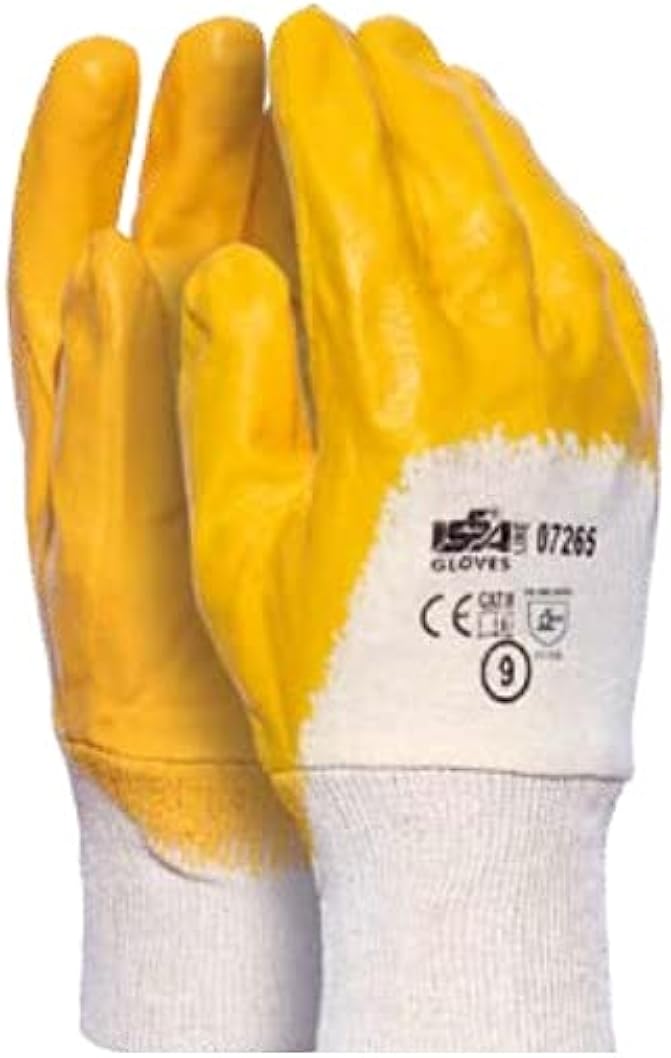 INDUSTRIAL STARTER GUANTO IN NBR GIALLO CON POLSINO A MAGLIA (TG. 7