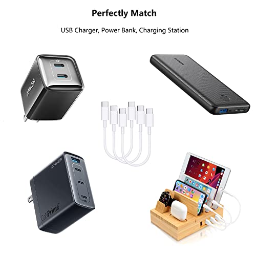 OthoKing Short USB C to USB C Charger Cable, 3 Pack Type C Fast Charge for iPhone15,plus,pro,max, iPad Pro 2020, iPad Air 4, Samsung Galaxy S23, Pixel, Switch, LG, and More (9inch)