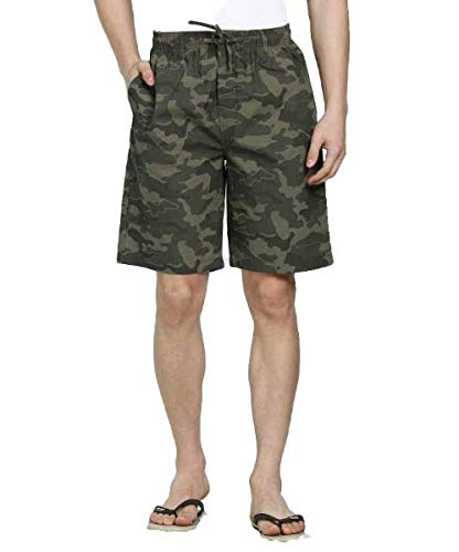 Dark Green Cotton Lounge Shorts 