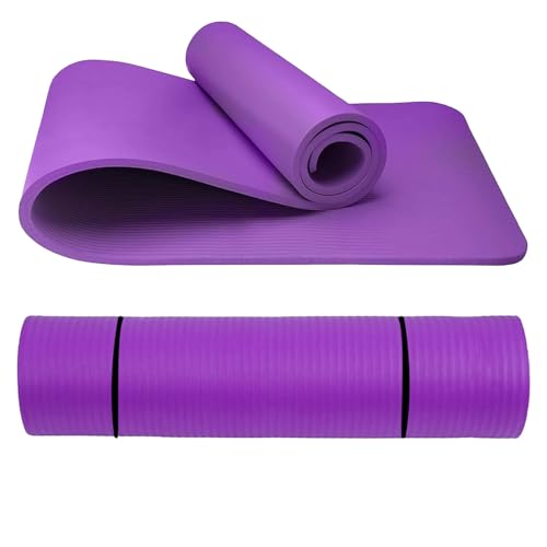 Yoga Mat Unisex Non-Slip Thick Foam Fitness Exercise Mat (10mm) Comes with Carrying Strap Lightweight Home Gym Workout Equipment for Yoga, Pilates, Stretching, Gymnastics Training & Camping