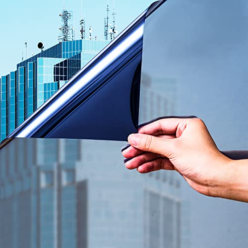 Niviy One Way Window Film Daytime Privacy Mirror Effect Reflective Window Tint For Home Self Adhesive Uv Sun Blocking Heat Control Glass Door Films 17.5 X 78.7 Inches Blue Silver #TOP1