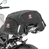 Universell passend auf praktisch alle Motorräder, die U-Form ermöglicht großes Volumen bei geringen Außenmaßen. Integrierte Spanngurte mit Schlaufen für eine Fixierung am Heck, Kennzeichenhalter, Rahmen, Soziusfussrasten etc.