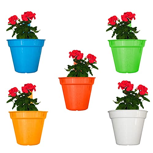 TrustBasket Hector Hook Railing Pot (Set of 5) | Hanging Pots for Plant Balcony (Single Hook Pot)|Vertical Hook Planters for Home Décor Suitable for Balcony Railing Planter, Wall planters
